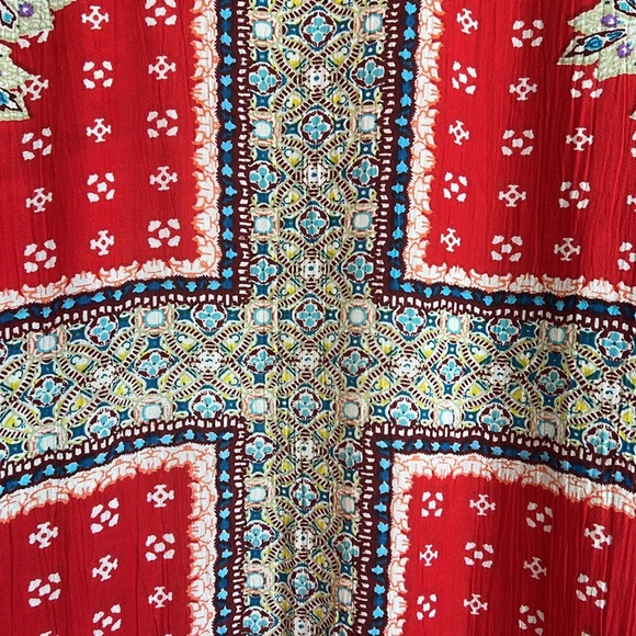 Band of Gypsies Red Boho Long Cardigan with Crochet and fringes - Picture 8 of 12